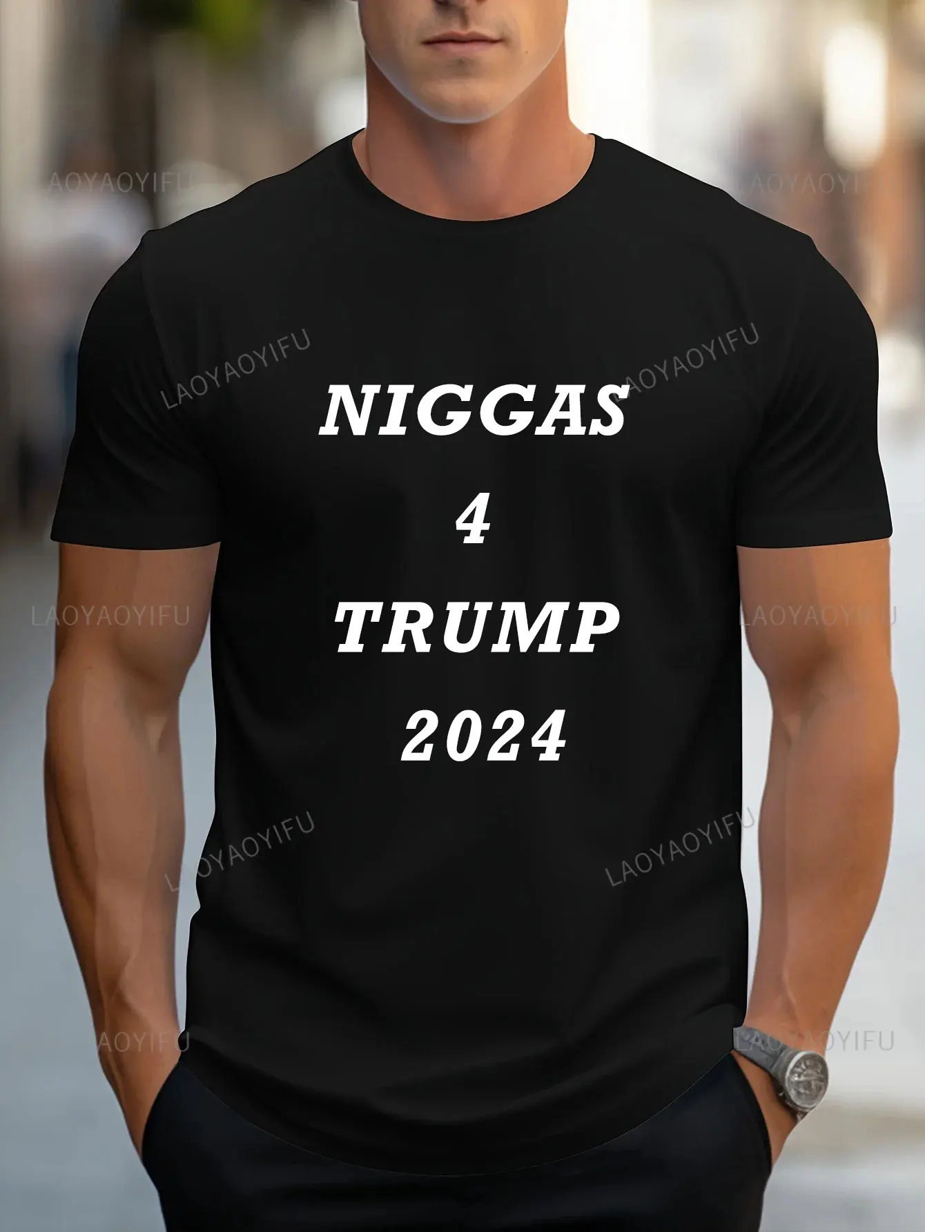 Niggas 4 Trump 2024 Printed T-shirt Summer Woman Man High Quality Cotton Vintage T Shirts Outdoors Breathable Short-sleev