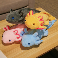 45cm Kawaii Colorful Newt Plush Toy Stuffed Cute Axolotl Salamander Fuzzy Plush Fish Appeasing Long Pillow Cushion Kids Gift