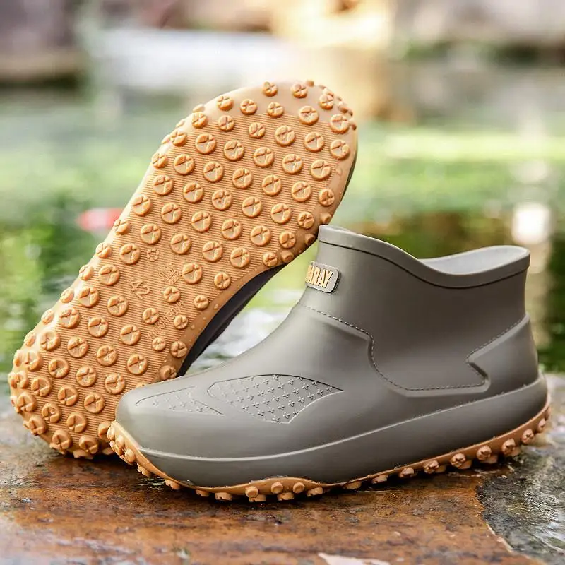 2026 New Men's Rain Boots Short Outdoor Work Waterproof Fashionable Kitchen Work Rubber Shoes Anti-slip Fishing Autumn Outdoo...
