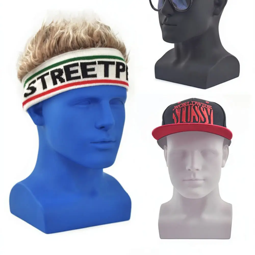 Retail Display Male Mannequin Head With Shoulders For Wig Hat Realistic Vinyl Bust Stand Shop Counter Accessory