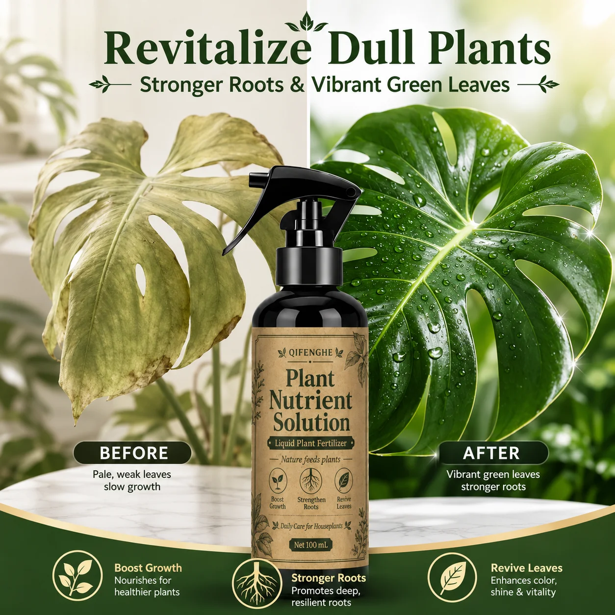 100ml Liquid Plant Fertilizer Indoor Outdoor Plant Food Root Booster for Healthy Growth Green Leaves Potted Garden Plants Food