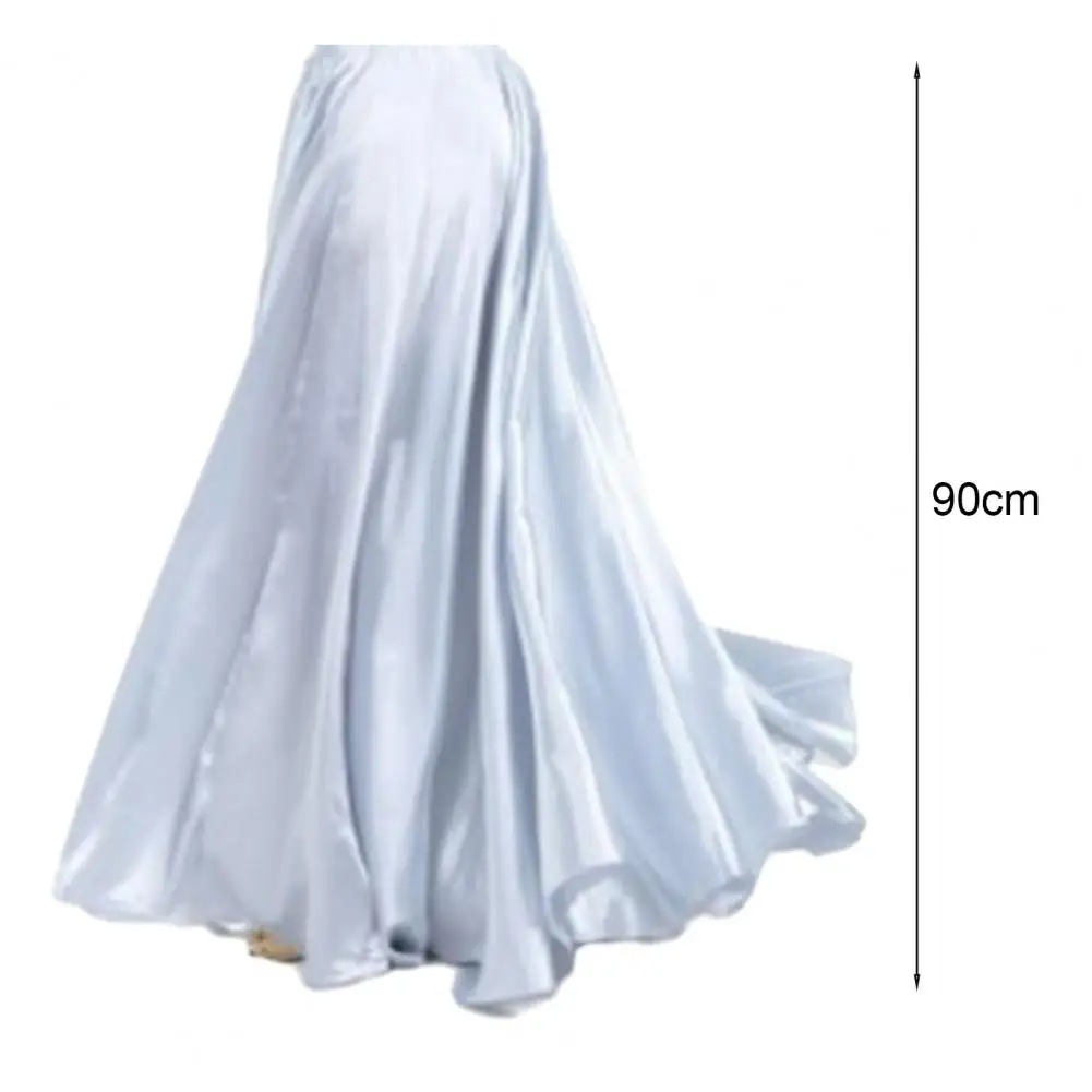 Women Tulle Skirt Elegant Swing Dancing Skirt with Super Big Hem Women's High Waist Pleated Satin Performance Skirt for Belly