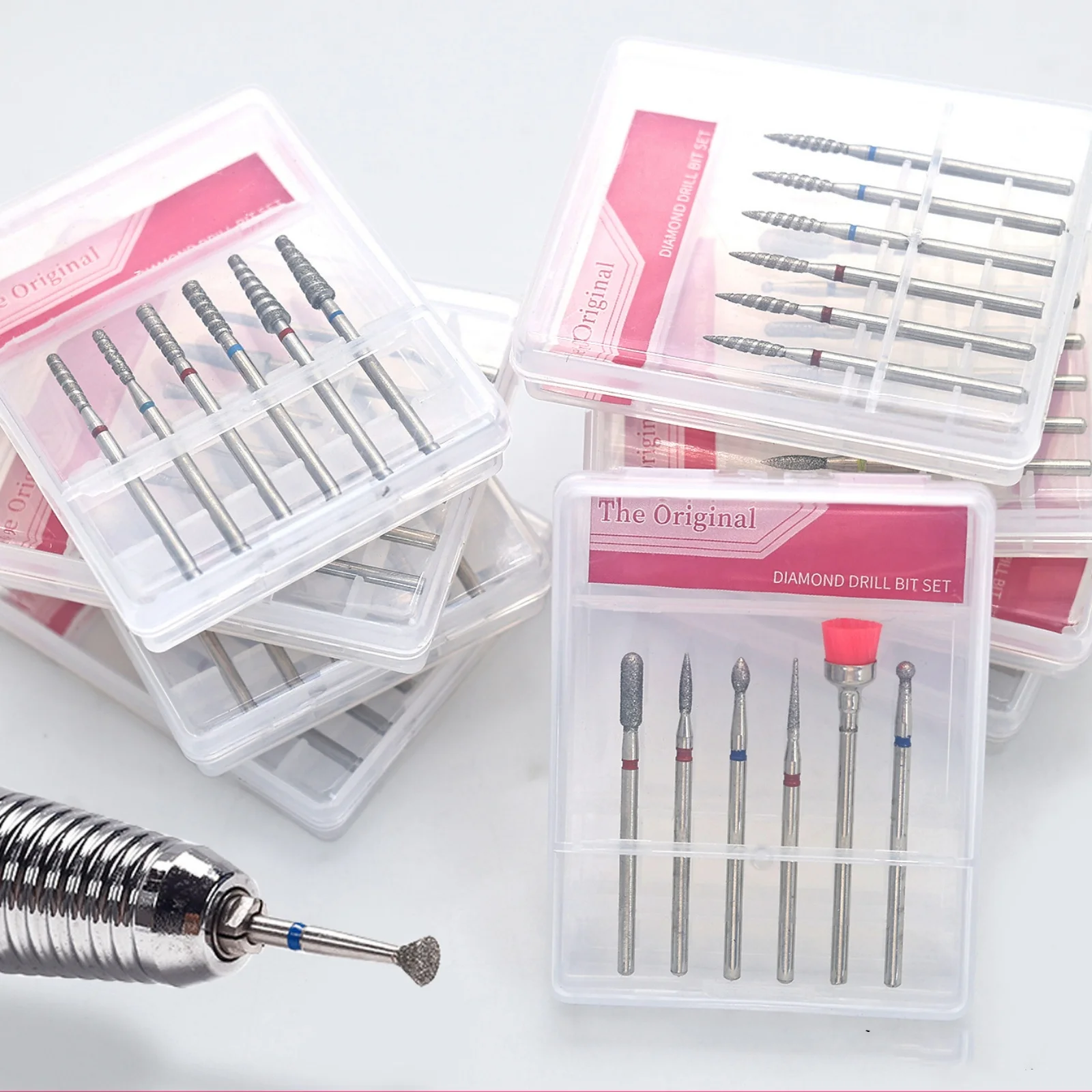 ชุดหัวขัดเล็บ 6 ชิ้น/กล่อง สำหรับขจัดหนังกำพร้า สไตล์รัสเซีย หัวเจียร์สำหรับทำเล็บแบบพกพา ความแข็งสูง