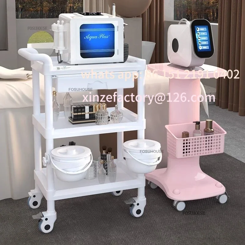 عربات صالون بلاستيكية أوروبية قابلة للتخصيص، عربة أدوات مساعدة، معدات أدوات صالون التجميل