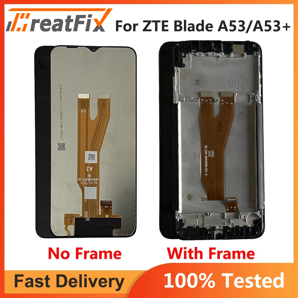 

6.52 Inch Black For ZTE Blade A53 A53+ Plus LCD DIsplay Touch Screen Digitizer Panel Assembly Replacement With Frame