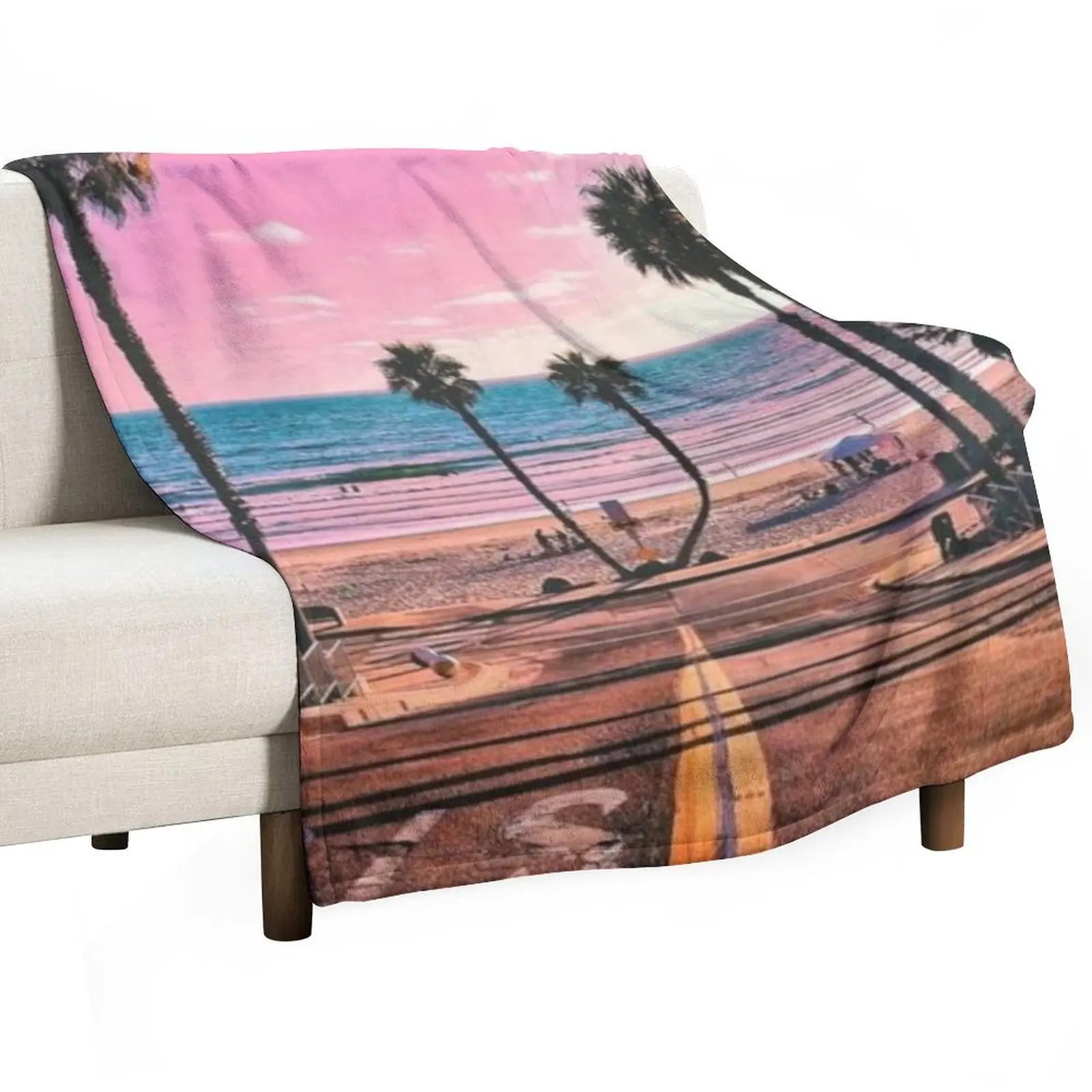 

Pink Clouds And Sunset Boulevard Throw Blanket christmas gifts Shaggy Weighted Soft Plush Plaid Blankets