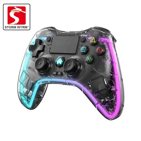 STORM SYRM for P4/P5 Wireless Transparent Gamepad P05 with LED Lights, Six Axis Dual Vibration Gamepad,Supports Multi-Platform