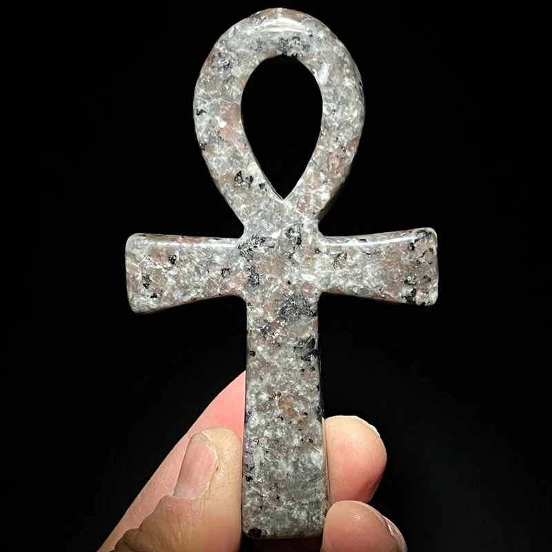 ธรรมชาติ Healing เปลวไฟหิน Anka Cross อียิปต์ Ankh Life สัญลักษณ์มือแกะสลักหัตถกรรม Orgone ใช้สําหรับสมาธิหิน