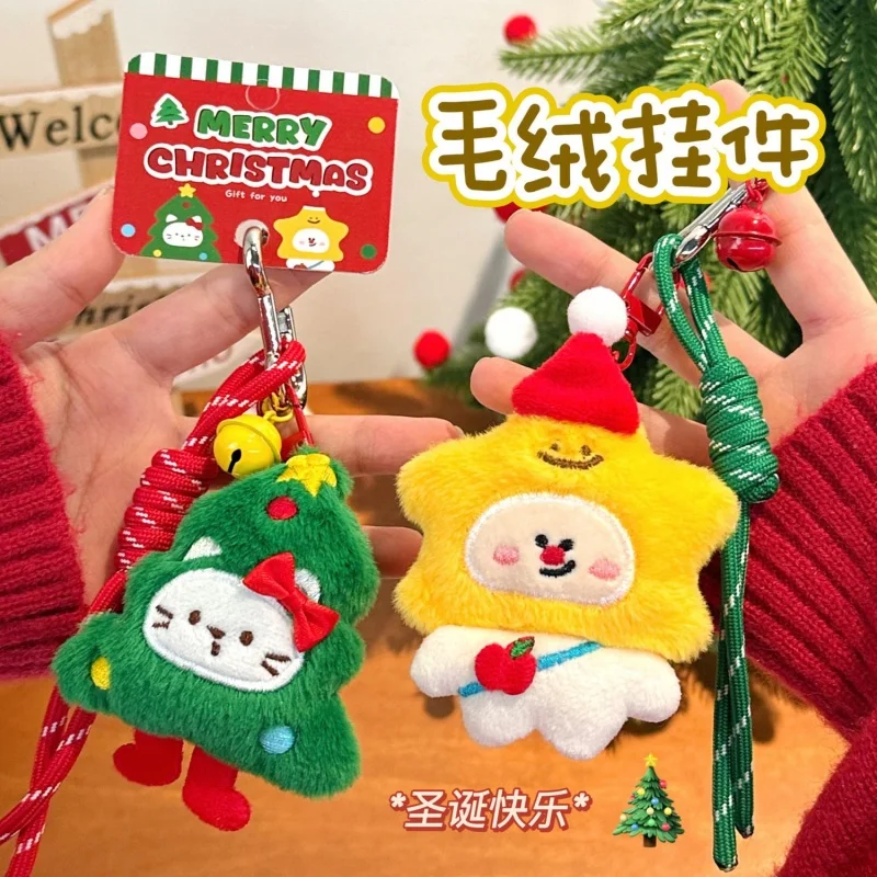 شجرة عيد الميلاد الزنجبيل رجل الفراولة هود ستار جرس حبل تجديل لينة أفخم المفاتيح طالب حقيبة كتف الديكور هدية