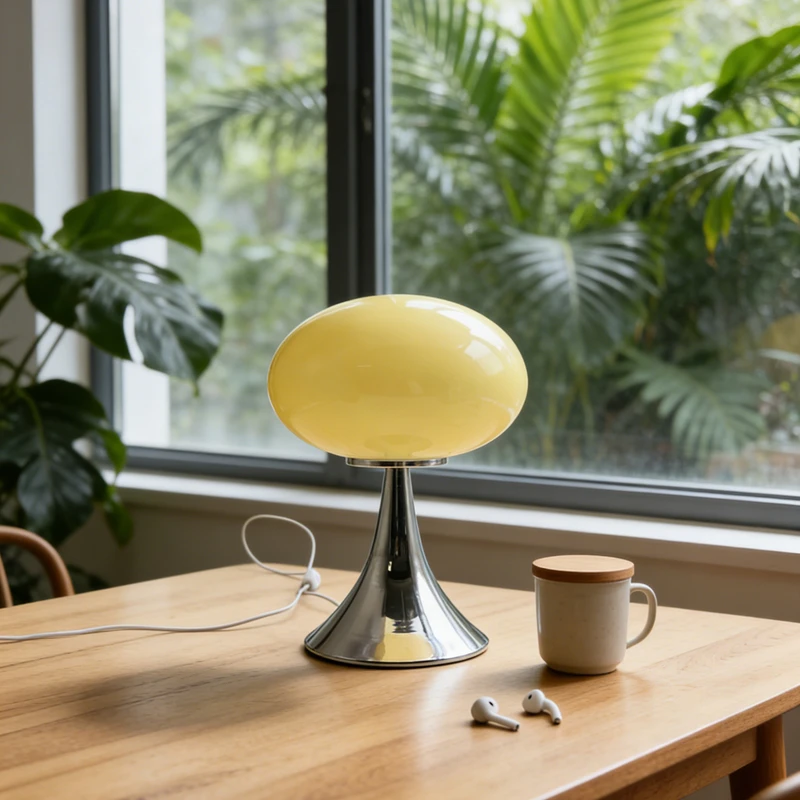 

Настольная лампа из муранского стекла в кремовом стиле, в стиле середины века, в форме яблока, для спальни, прикроватная, для учебы, в скандинавском стиле, для девочек, декоративная, для создания атмосферы