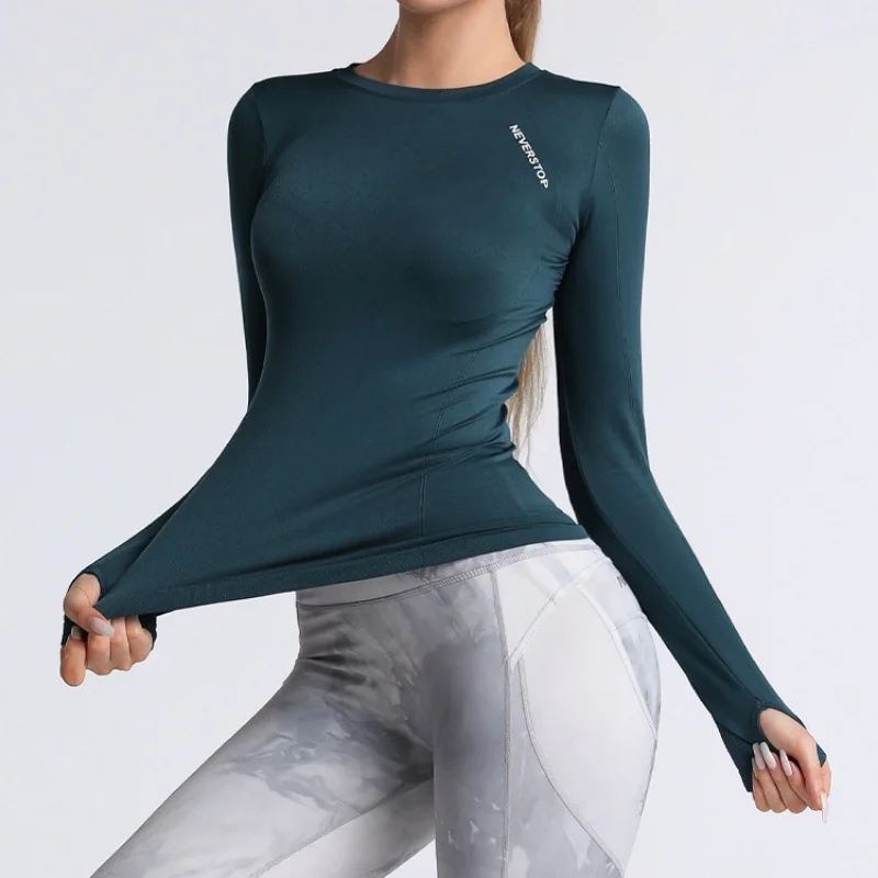 

Slimming Tight-Fitting Yoga Top Long-Sleeved Breathable Stretch Sports Top Women's Running Quick-Dry T-Shirt