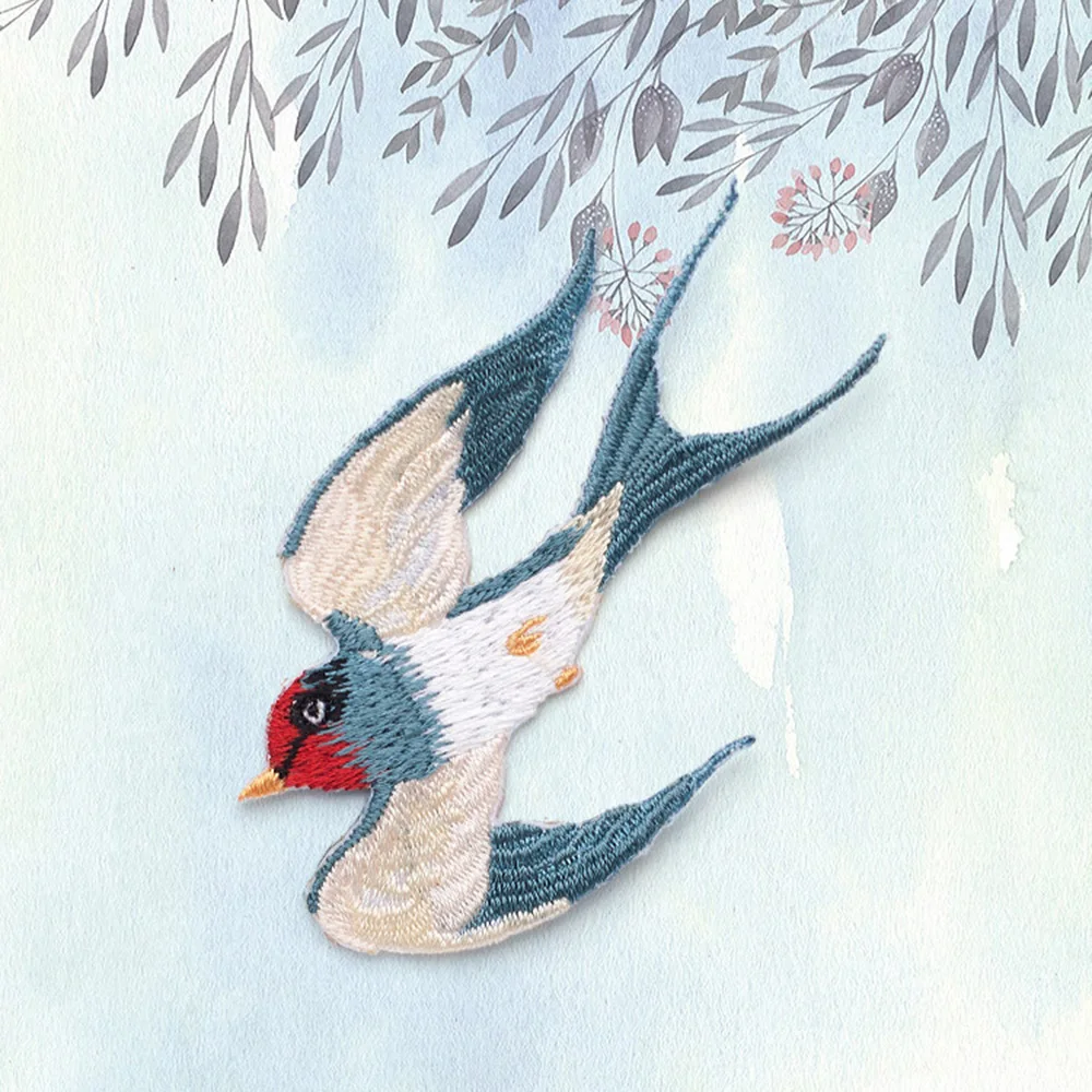 1 Piece Iron On Spring Swallow Embroidery Clothes Patch Applique DIY Decoration Accessories Sticker