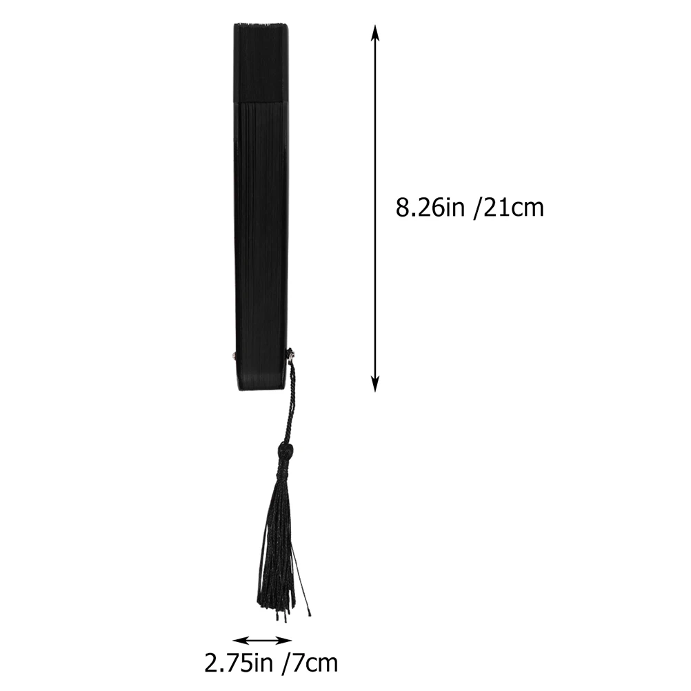 

Black Folding Fan Handheld Craft Decorative Vintage Style Home Decoration Dance Fan Lasting Crafts Folding