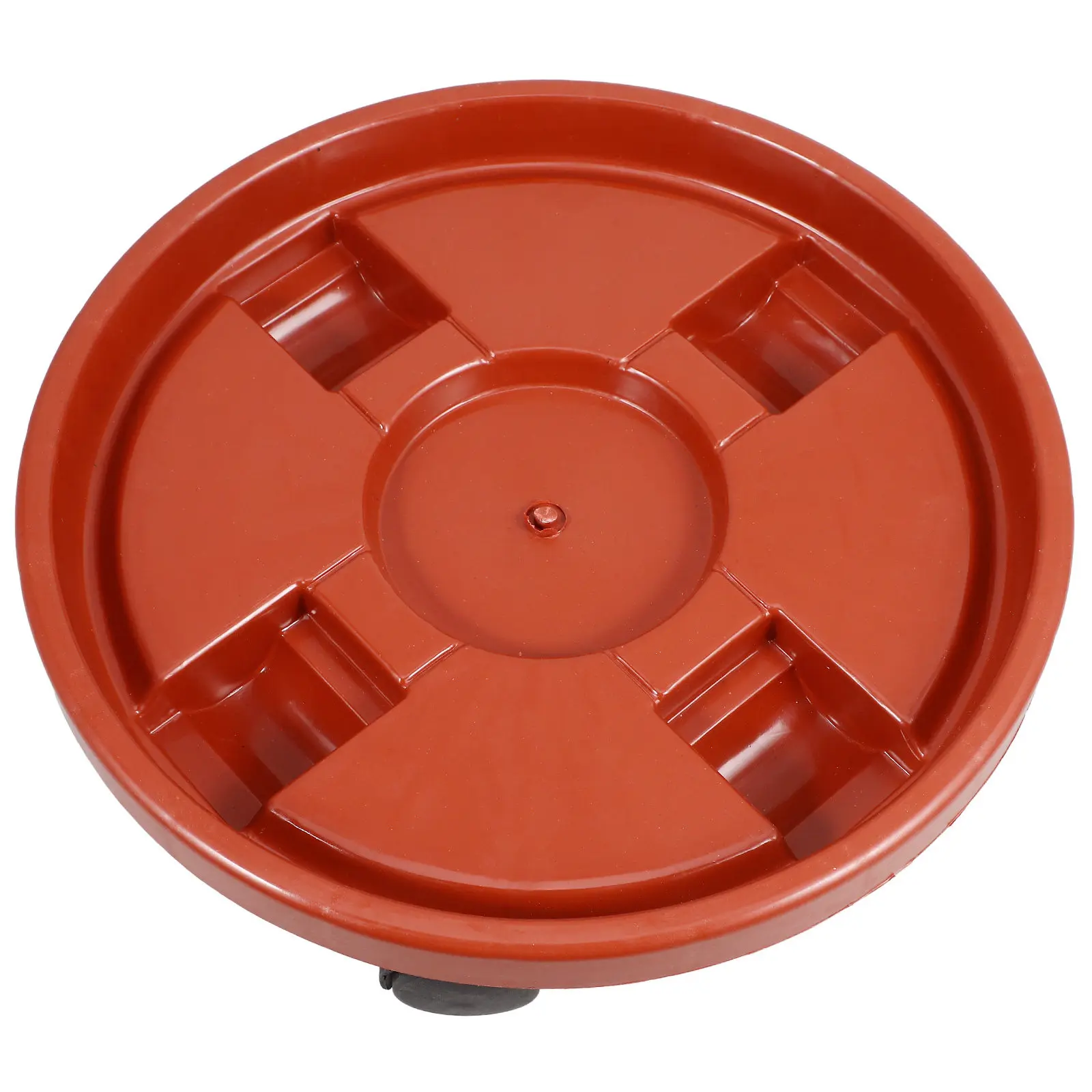 Round Red Plastic Plant Pot Saucer with 360-Degree Swivel Wheels for Indoor Outdoor Garden Bonsai Succulent Flower Pots Tray