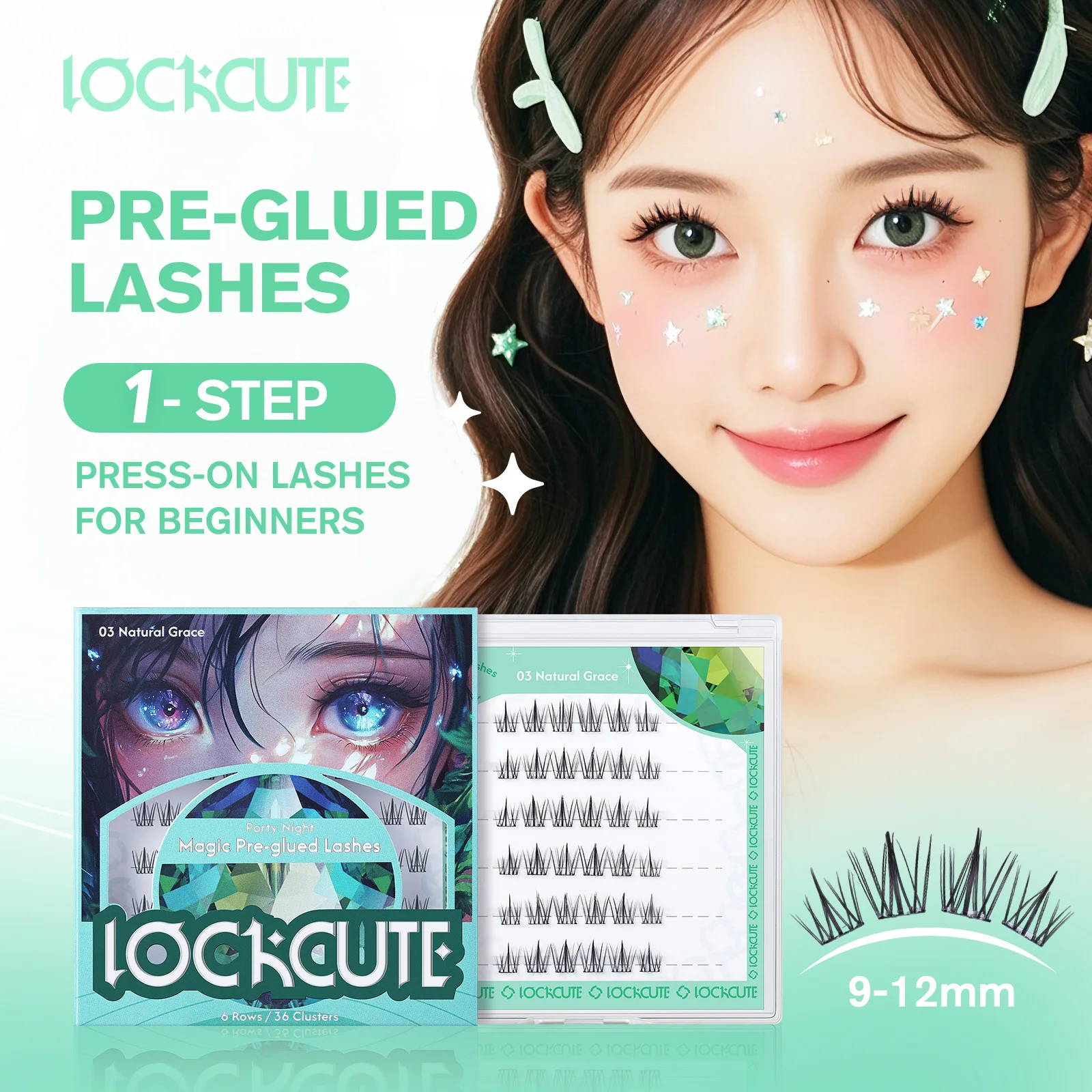 

36 Clusters Self-Adhesive Eyelash –Glue-free DIY Natural To Glam Look Soft Curling & Reusable 9-12mm Waterproof & Sweat-proof