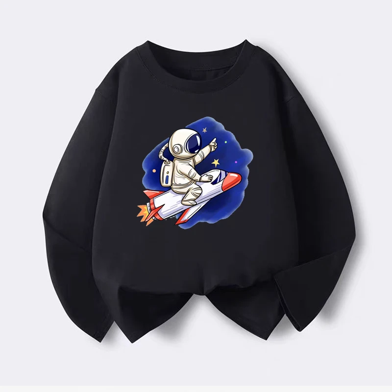 1-12 Years Baby Boys T Shirt Cotton Children Cute Cartoon Astronaut Autumn Long Sleeve Kids T-shirt Graphic O-Neck Tops Tees