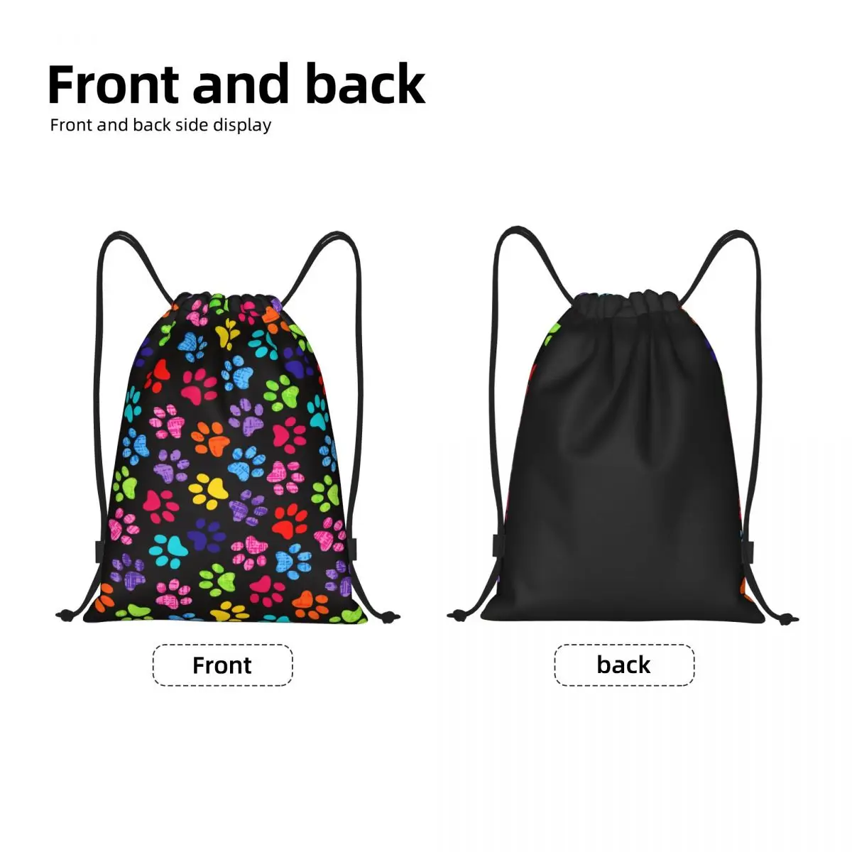 Colorful Animal Footprint Dog Paw Prints Drawstring Backpack Bags Women Men Lightweight Gym Sports Sackpack Sacks for Traveling