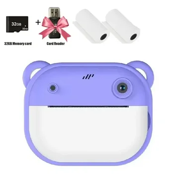 กล้องดิจิตอลสําหรับเด็ก กล้องพิมพ์ความร้อนทันที กล้องพิมพ์ของขวัญสําหรับเด็กสามารถบันทึกวิดีโอของเล่นของขวัญหน่วยความจํา 32G