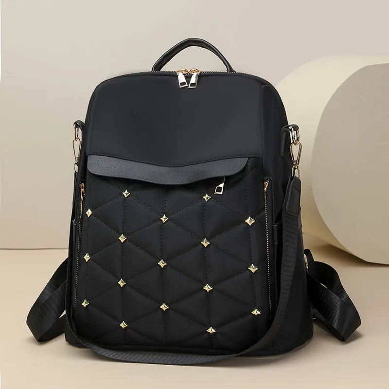 

2025 Embroidered Quilted Backpack - Stylish Laptop Rucksack Women's Spacious Commuter Bag with Floral Stitching