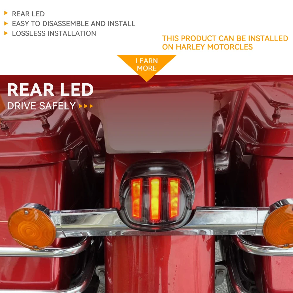 Pop DOT Emark Approved Rear Brake Light Motorcycle LED Taillight For Harley Sportster XL883 XL1200 Softail Touring Road Tail Lam