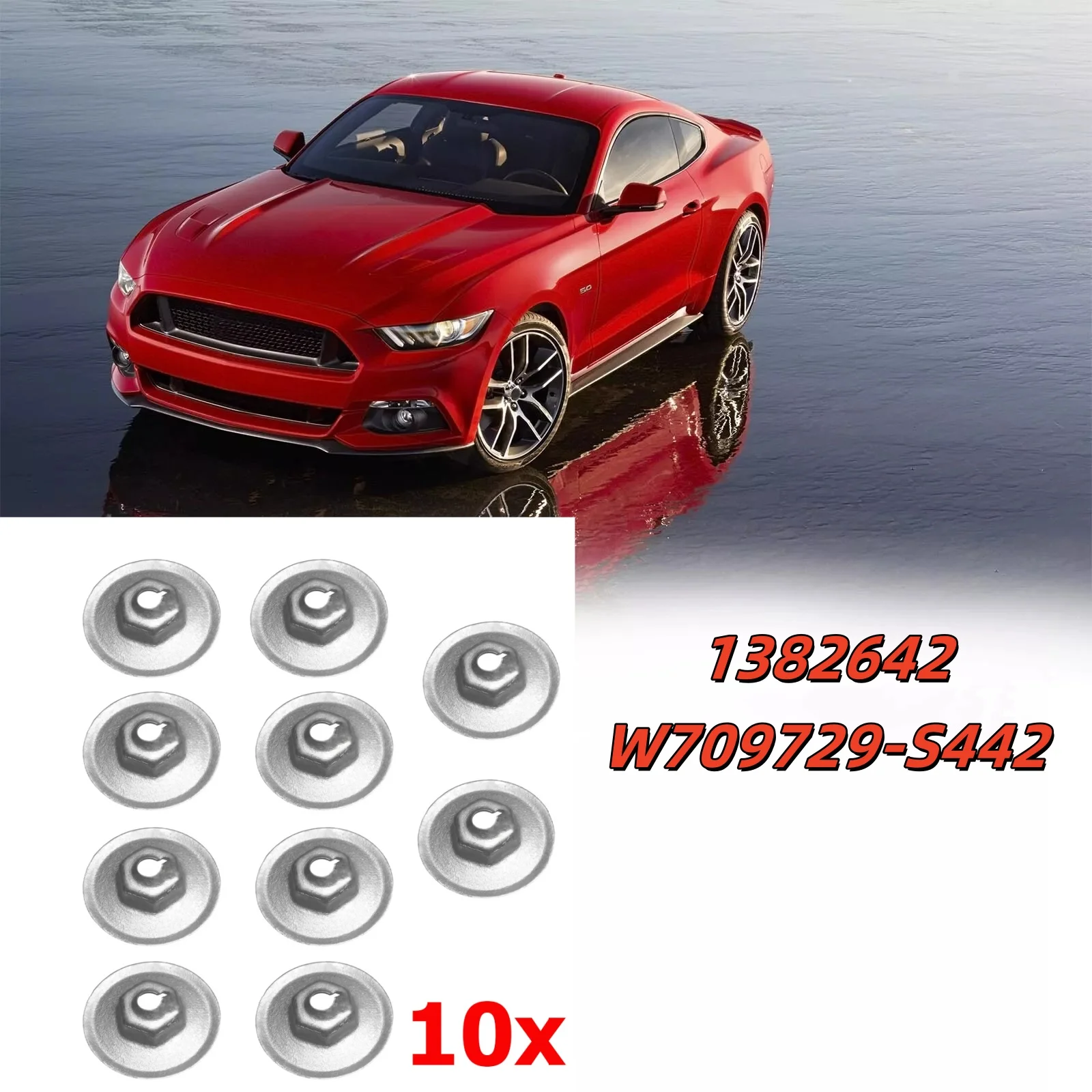 

10PC For Ford Mondeo Focus Fiesta Moneo C-Max 1382642 Exhaust Heat Shield Nut Metal Insulation Panel Fastener Washers Car Parts
