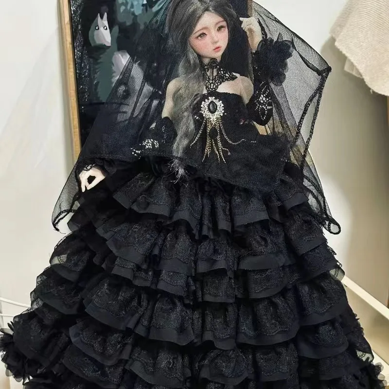

Doll clothes 1/3 1/4 1/6 BJD skirt lolita-style dress hat, black retro halloween dress free shipping