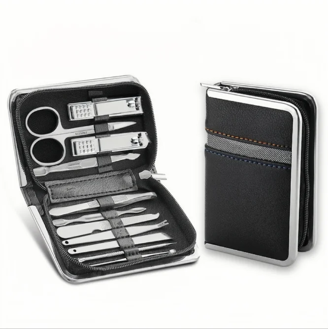 11Pcs/Set Professional Nail Clippers Manicure Pedicure Tool Set Stainless Steel Nail Scissors Ear Digging Spoon For Unisex