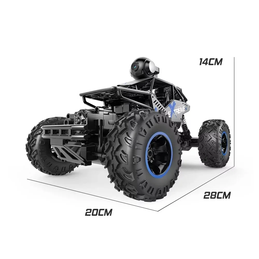 Samochód zdalnie sterowany 2,4 GHz 1/16 4WD z kamerą FPV HD i podwójnym sterowaniem Trybem RC dla dzieci, dorosłych - czarny