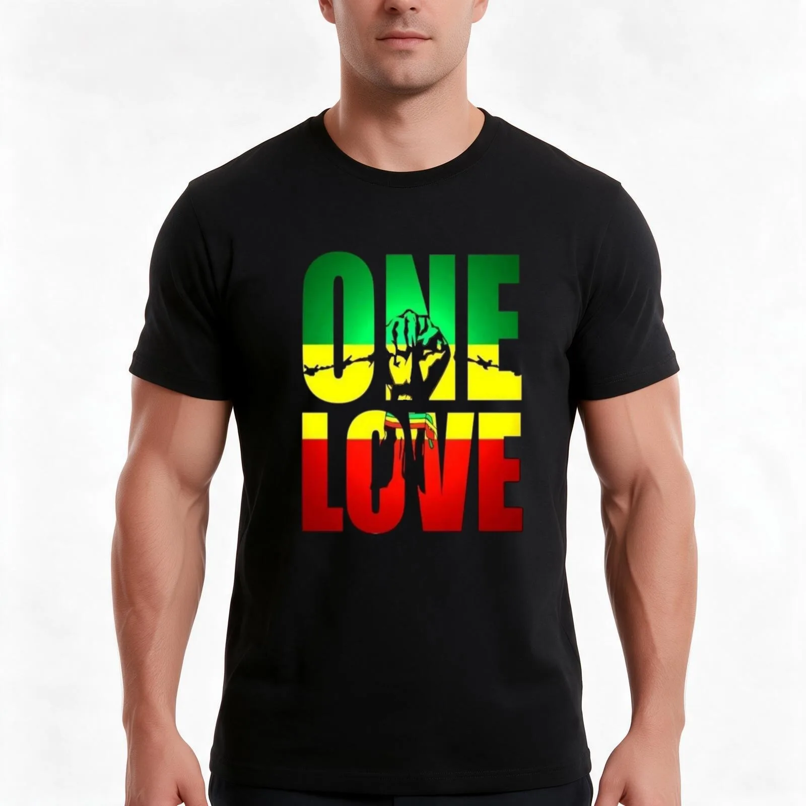 one love T-Shirt, Summer Casual Cotton Tee, Oversized Streetwear Tops, Vintage Graphic Print, Loose Fit Short Sleeve