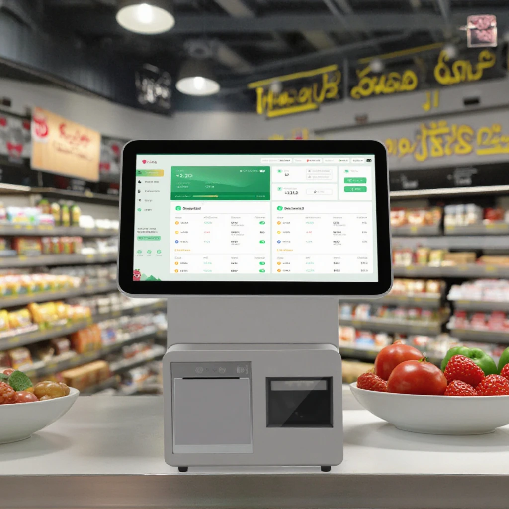 نظام تسجيل النقود بشاشة مزدوجة لآلة POS مقاس 15.6 بوصة، ماسح ضوئي للطابعة المدمجة، نقطة نهاية لمتجر البيع بالتجزئة الكل في واحد