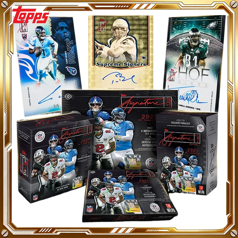 2025 Topps Signature Class NFL Football Card Mystery Box Cartas Colecionáveis Genuínas Brinquedo de Jogo Presentes de Feriado e Aniversário para Homens e Mulheres