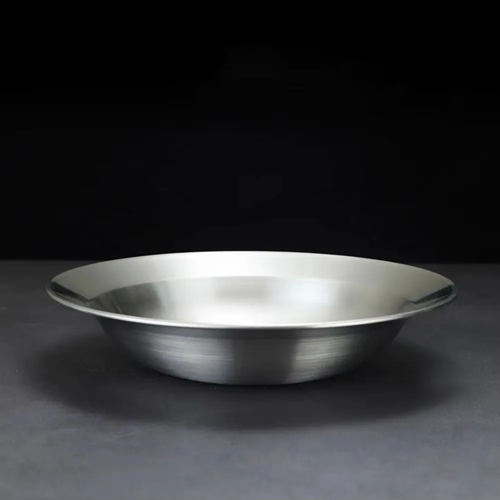 Straw Hat Shape Korean Style Plate Stainless Steel Drop-resistant Food Serving Dish Rust-resistant Food Storage Plate Restaurant