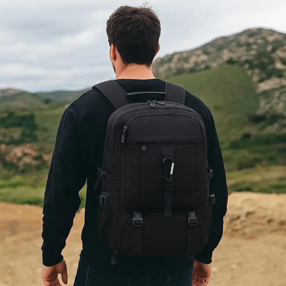 50L/80L Capacity Travel Backpack Waterproof USB Charging Port School Bag Separate Shoe Compartment Adjustable Straps