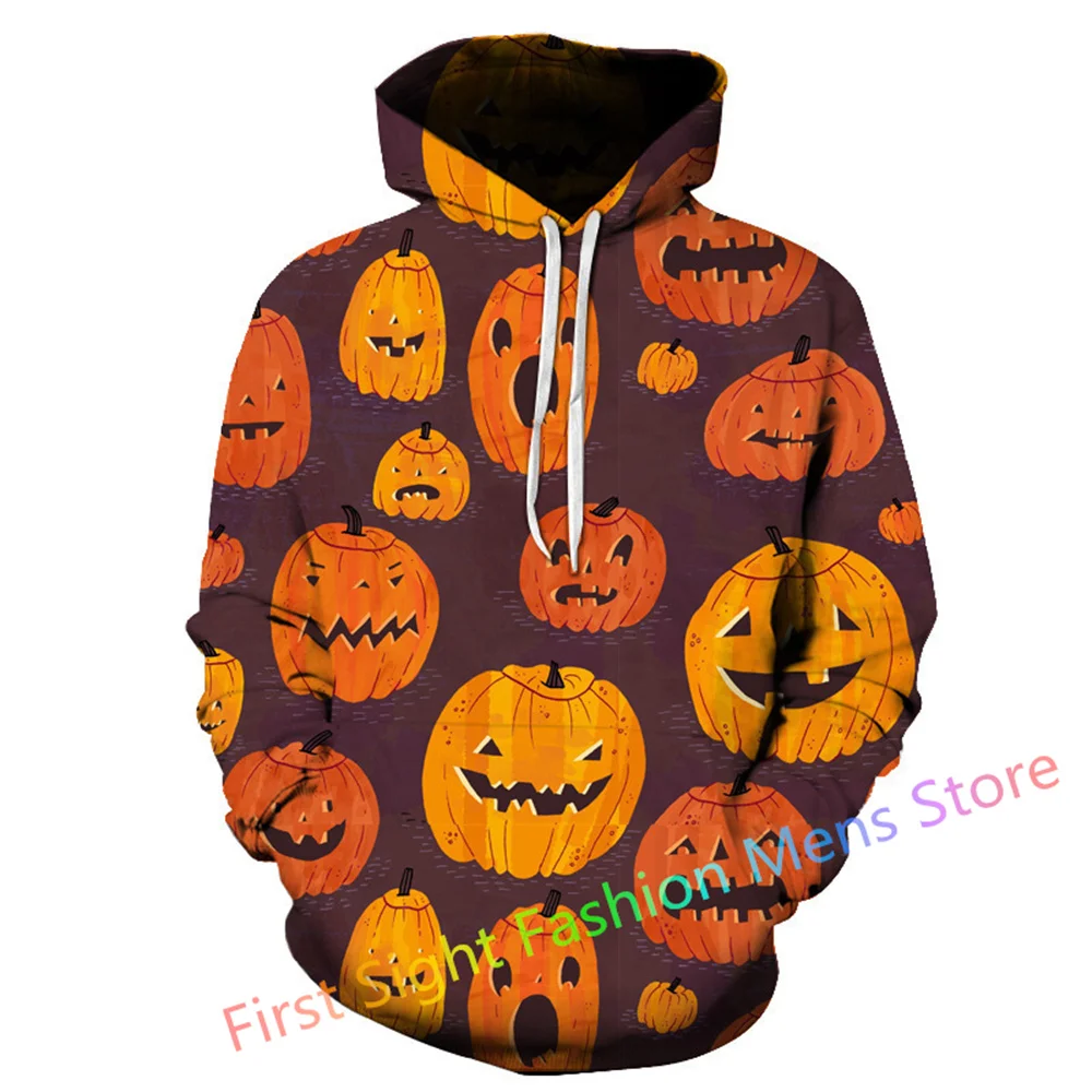 

Fall Halloween Hooded Sweater Men's Pullover Hoodie Pumpkin and Lantern 3d Printed Casual Jacket Hip Hop Street Mens Clothing