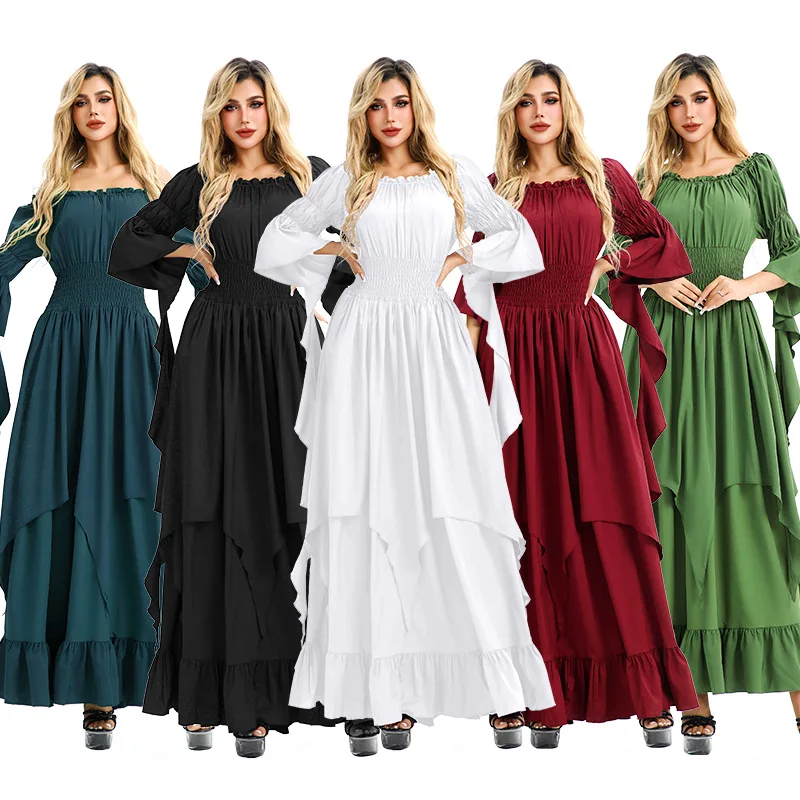 

2024 New European and American Court Style Retro Medieval Renaissance Dress Performance Clothes Beer Festival Dress Dance Dress