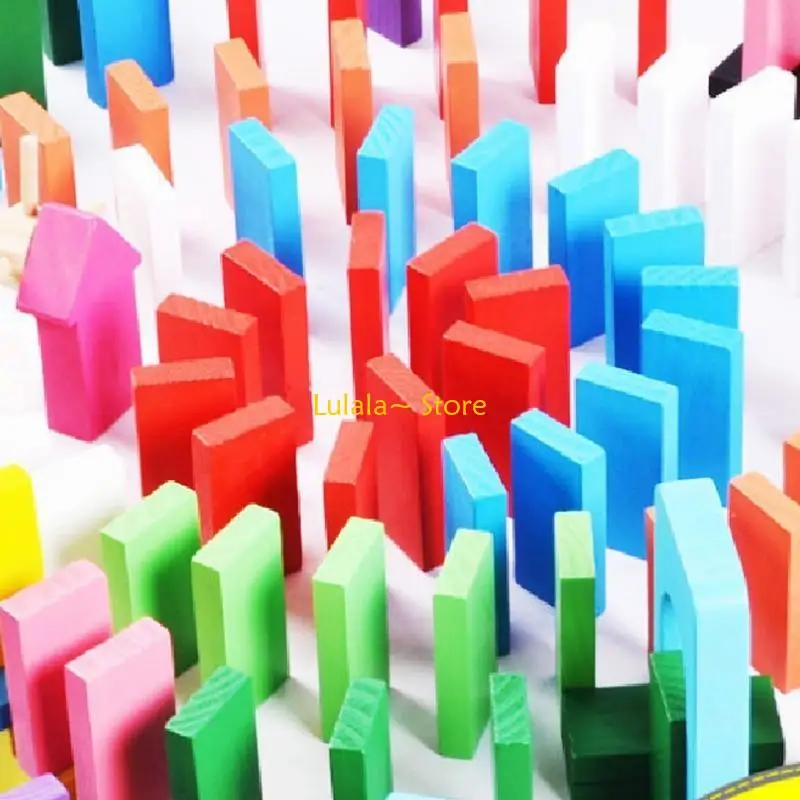 Y4QA 120 stcs houten dominos blokken set racen speelgoed jeugd game educatief voor spel