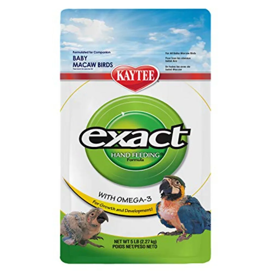 

Exact Hand Feeding Pet Bird Baby Food For Macaw Eclectus Hawk-Headed African Parrots Caiques and Any Baby Under 2 Weeks Old 5 P