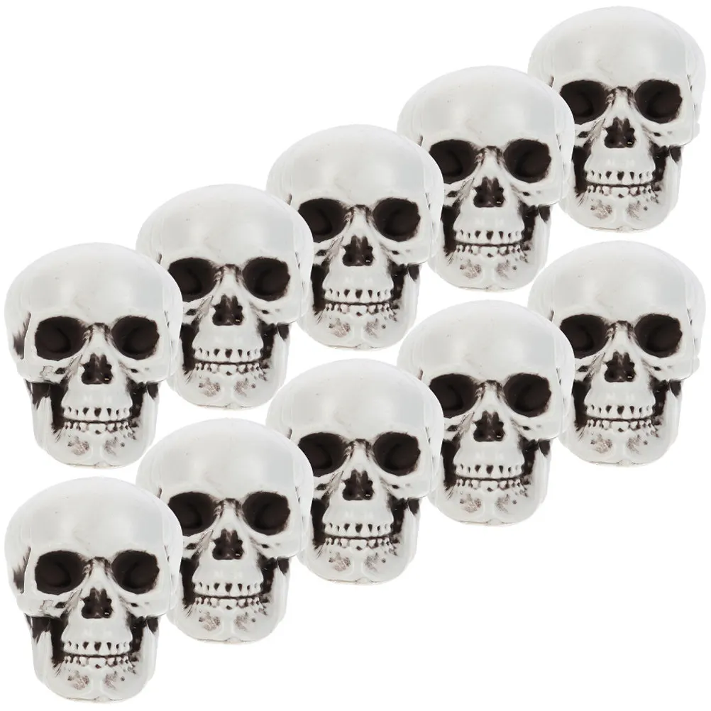 10Pcs Skull Props High Simulation Wear Resistant Small Skulls Halloween Party Photo Scary Decoration Artificial Head