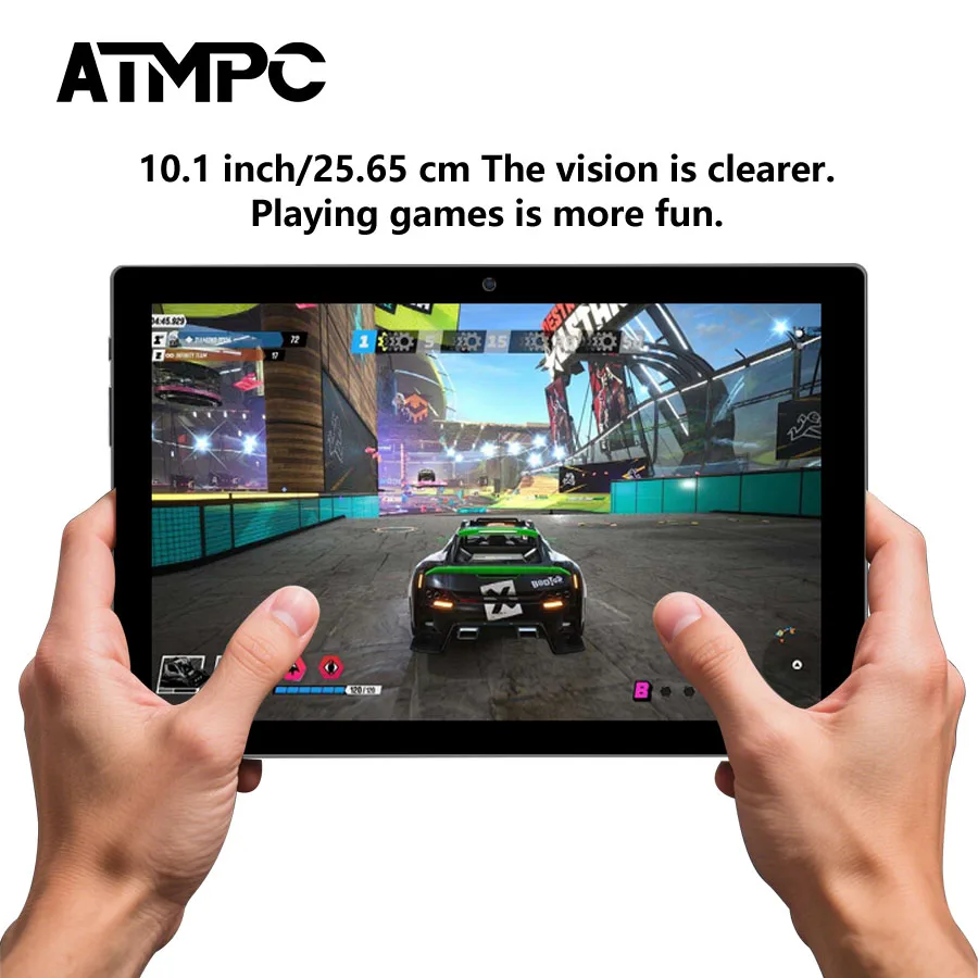 ATMPC 10.1 Inch Tablet PC, Android 14, 12GB RAM, 64GB ROM, Octa-Core, BT 5.4, 6000mAh, 2.4GHz/5GHz WIFI 6, IPS Screen Tablet PC