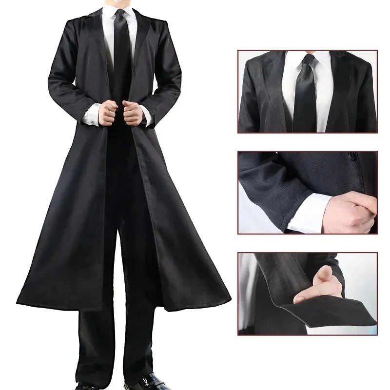 Makila cosplay disfraz mujeres hombres gabardina chaqueta traje negro uniforme Halloween carnaval fiesta anime outfitsr, 7;k'2.s;9,