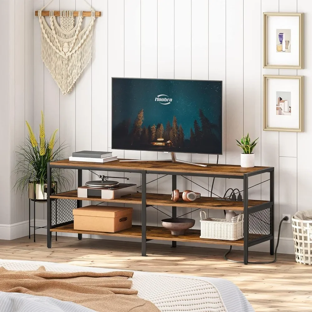 TV Stand With Power Outlets for TVs Up to 65