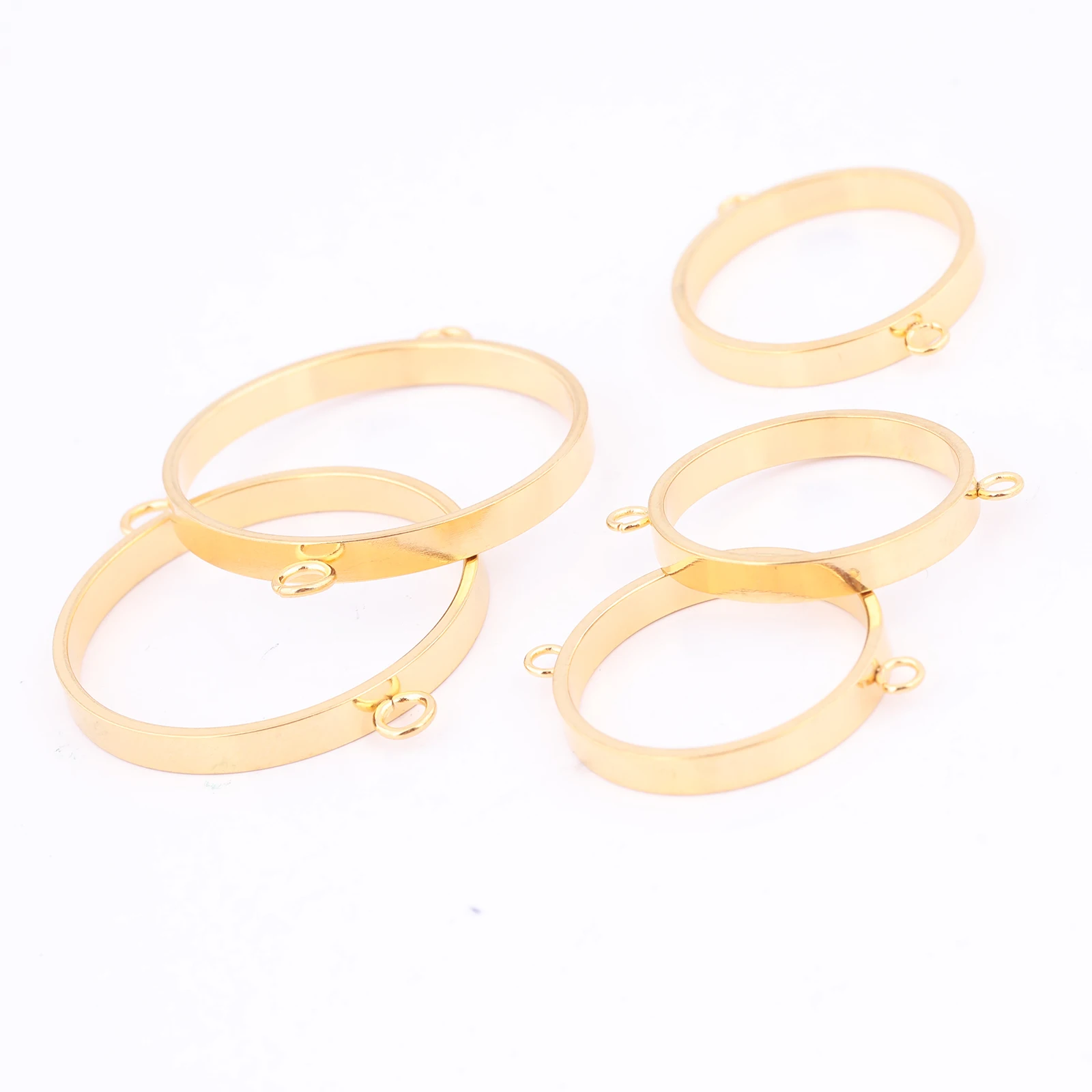 10pcs Stainless Steel Gold Plated 18mm 25mm Open Bezel Bracelet Connectors Diy Hollow Pendant Setting Blanks For Jewelry Making
