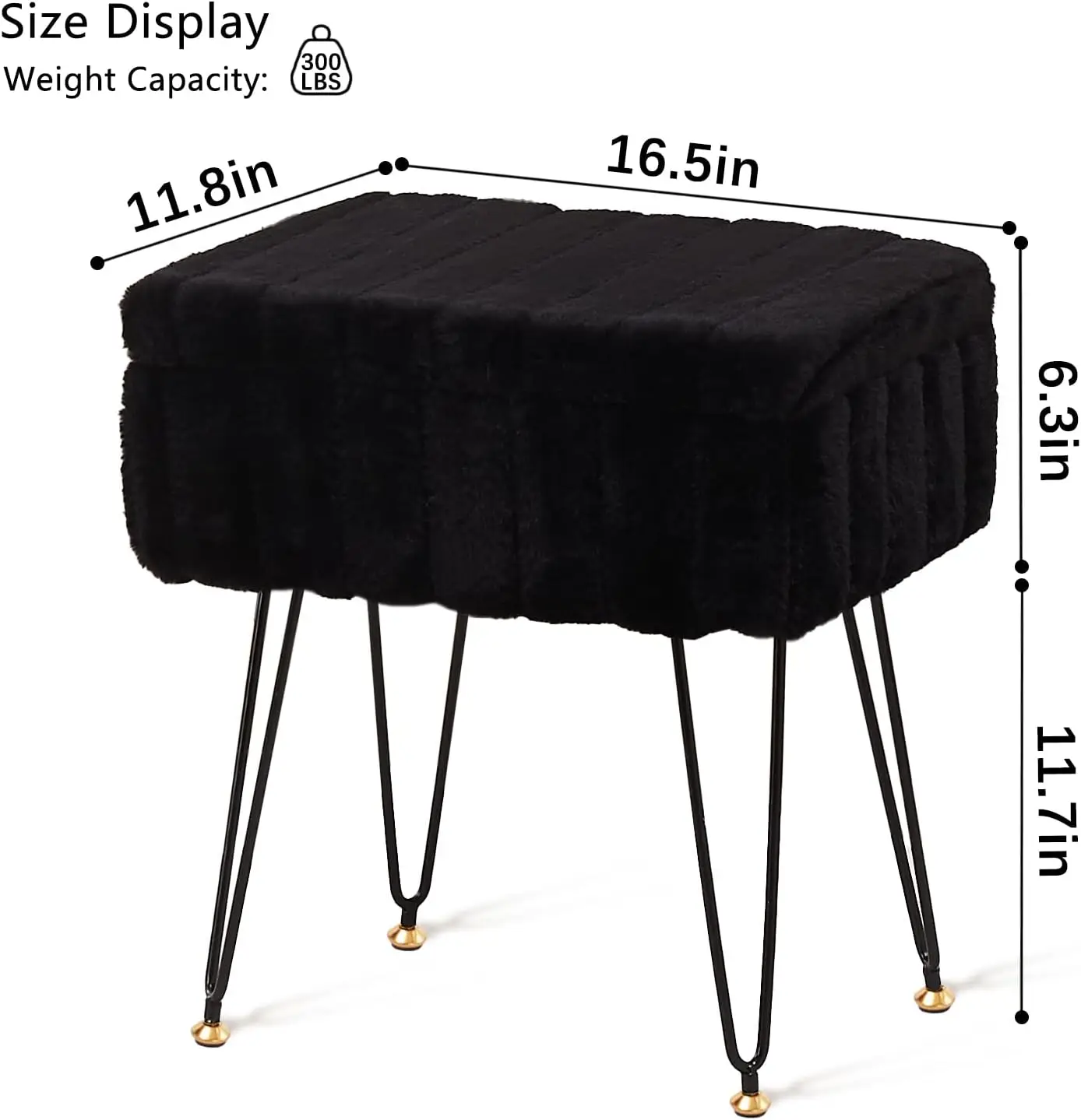 Vanity Stools with Metal Legs, 16.5