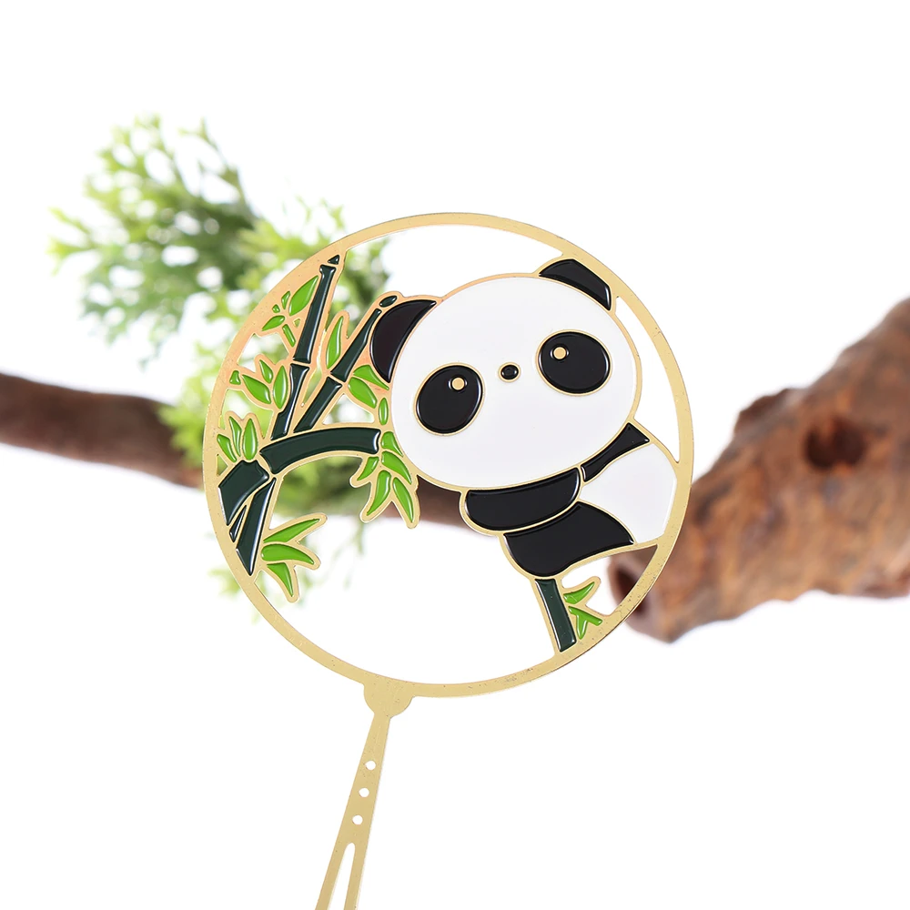 

School Office Supplies Chinese Style Tassel Metal Panda Book Clip Brass Bookmark Group Fan Shape Pagination Mark