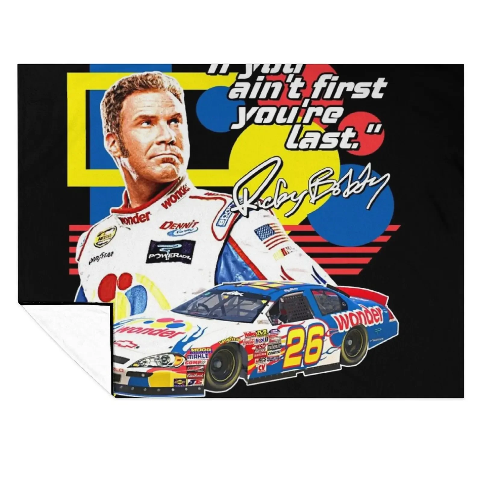 

Ricky Bobby // If You Ain't First You're Last Racing Design Throw Blanket Stuffeds manga Decorative Sofas Large Blankets