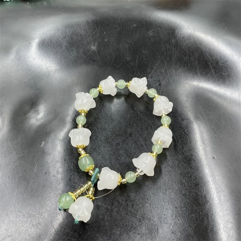 

Золотистый Шелковый нефритовый браслет Morning Glory, Нефритовый браслет с колокольчиками
