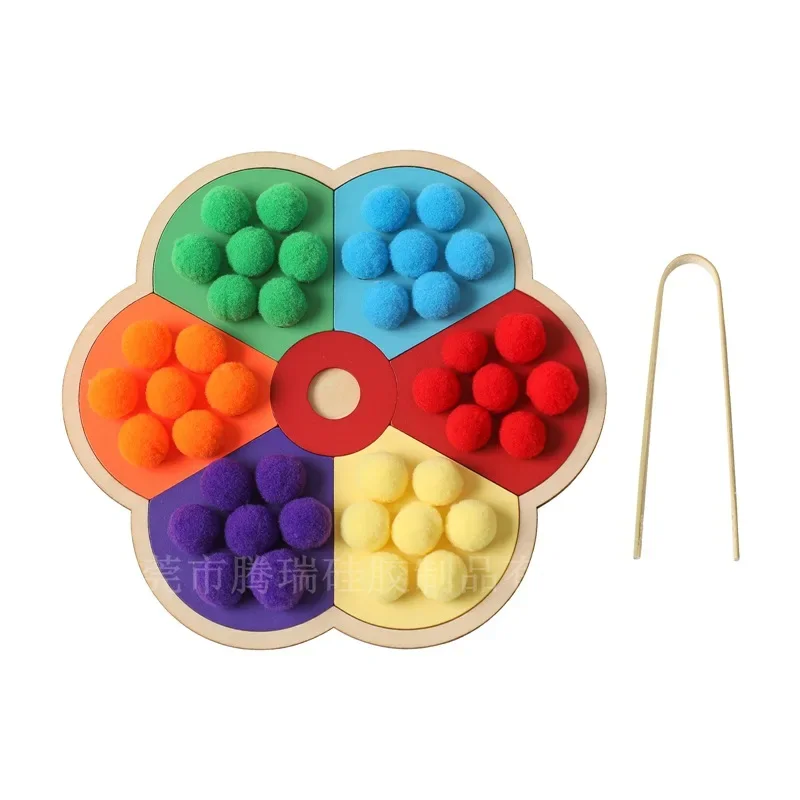 Jouet boule à clip fleur arc-en-ciel pour enfants, puzzle, éducation précoce, classification des documents, jeu d'entraînement pratique, nouveau