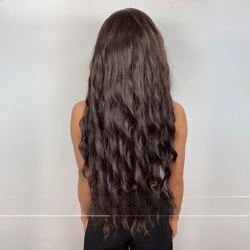 شعر مستعار مموج كبير من الرياح الأوروبية والأمريكية، شعر طويل مجعد، غطاء رأس كامل، شعر مستعار طبيعي منفوش #3