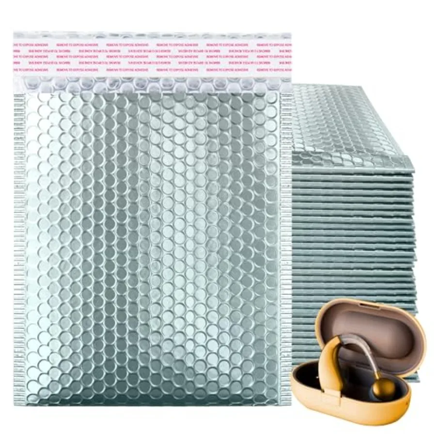 

Metallic Bubble Mailers 9.5 x 13.5 Inches. Pack of 25 Metallic Bubble Envelope Mailer. Padded Envelopes Waterproof. Opaque Self