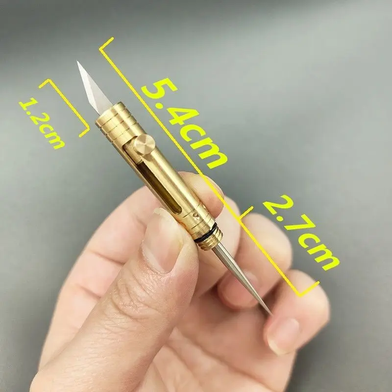 Brass Knife Toothpick Integrated Key Chain EDC Bolt Type Switchblade Tooth Cleaning Tool Fruit Pick Removal Express Knife